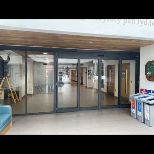 Image of an automatic sliding door in a South Wales Hospital. NHS Automatic Door Installation by J Manny.