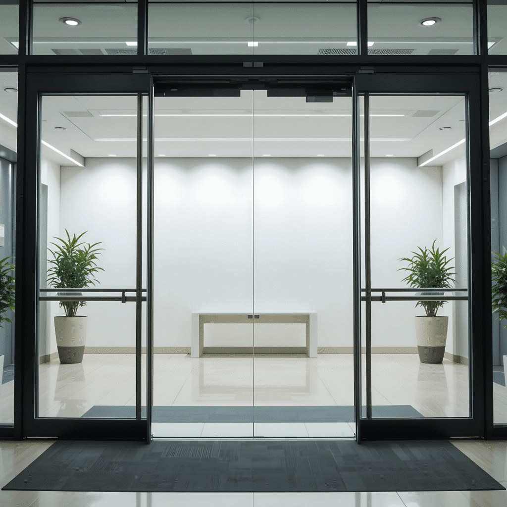 How often should automatic doors be serviced - image of commercial automatic doors